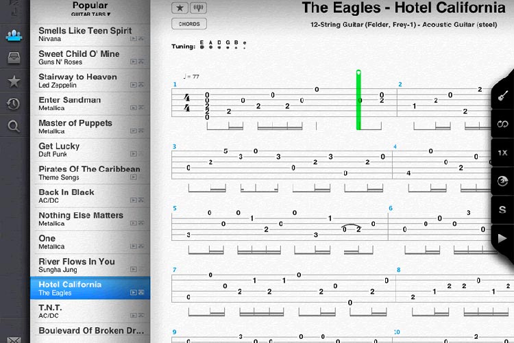Songsterr: l’appli Android pour les tablatures de guitare