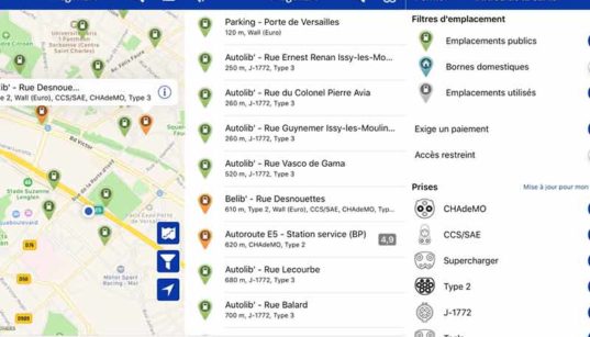 Applications : Ou trouver une borne de recharge pour véhicule électrique