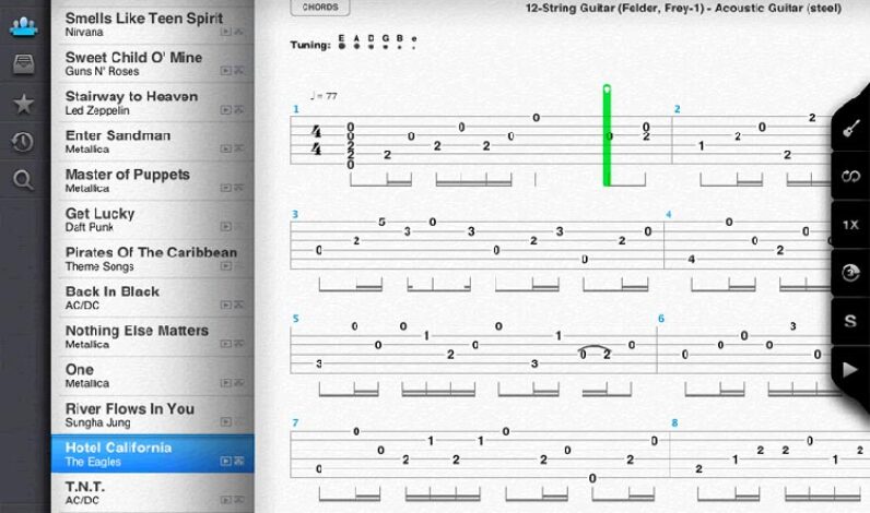 Songsterr: l’appli Android pour les tablatures de guitare