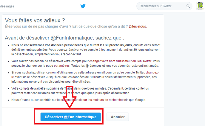 supprimer twitter