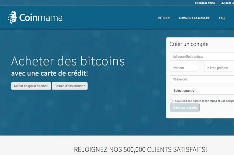 coinmama bitcoin achat