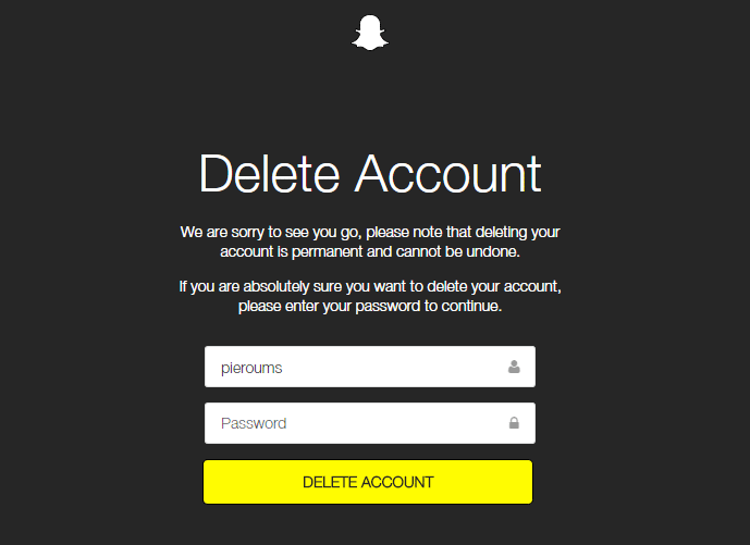 supprimer compte snapchat